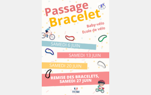 Ecole de vélo, passage de bracelets FFC